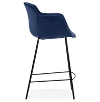 Halfhoge barkruk &#039;LARISSA MINI&#039; van blauw velours
