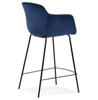 Halfhoge barkruk &#039;LARISSA MINI&#039; van blauw velours