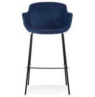 Barkruk &#039;LARISSA&#039; van blauw velours met armleuningen