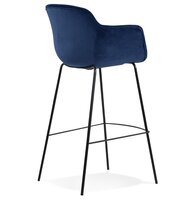 Barkruk &#039;LARISSA&#039; van blauw velours met armleuningen