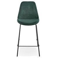 Halfhoge barkruk &#039;SPARK MINI&#039; van groen velours met zwarte metalen poten