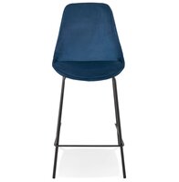 Halfhoge barkruk &#039;SPARK MINI&#039; van blauw velours met zwarte metalen poten