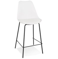 Halfhoge witte barkruk &#039;LEMON MINI&#039; met zwarte metalen poot