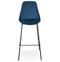 Barkruk &#039;SPARK&#039; van blauw velours met zwarte metalen poten