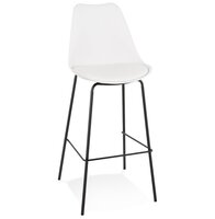 Witte design barkruk &#039;LEMON&#039; met zwarte metalen poot