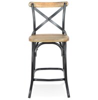 Halfhoge, zwart barkruk met verweerd notenhouteffect &#039;COTTAGE MINI&#039;
