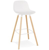 Witte barkruk &#039;TATSU&#039; met poten van natuurlijk hout