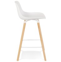 Halfhoge witte kruk &#039;TATSU MINI&#039; met poten van natuurlijk hout