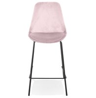 Halfhoge barkruk &#039;SPARK MINI&#039; van roze velours met zwarte metalen poten