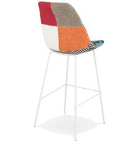 Barkruk &#039;CAPSUL&#039; patchwork-stijl met witte metalen poten