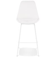 Tabouret de bar &#039;LEONIE&#039; en tissu bouloch&eacute; blanc et pied en m&eacute;tal blancBarkruk &#039;LEONIE&#039; van witte badstof met witte metalen poten
