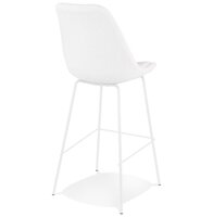 Tabouret de bar &#039;LEONIE&#039; en tissu bouloch&eacute; blanc et pied en m&eacute;tal blancBarkruk &#039;LEONIE&#039; van witte badstof met witte metalen poten