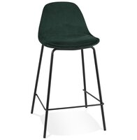 Halfhoge kruk &#039;FENTON MINI&#039; van groen velours met zwarte metalen poten
