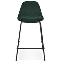 Halfhoge kruk &#039;FENTON MINI&#039; van groen velours met zwarte metalen poten
