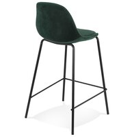 Halfhoge kruk &#039;FENTON MINI&#039; van groen velours met zwarte metalen poten
