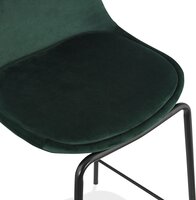 Halfhoge kruk &#039;FENTON MINI&#039; van groen velours met zwarte metalen poten