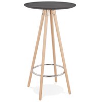 Hoge tafel / Ronde statafel &#039;GALA&#039; in zwart hout en onderstel in natuurlijke afwerking