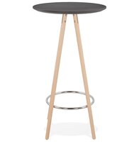 Hoge tafel / Ronde statafel &#039;GALA&#039; in zwart hout en onderstel in natuurlijke afwerking