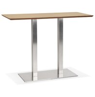Hoge design tafel &#039;MAMBO BAR&#039; van natuurlijk afgewerkt hout met geborsteld metalen poot - 150x70 cm