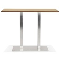 Hoge design tafel &#039;MAMBO BAR&#039; van natuurlijk afgewerkt hout met geborsteld metalen poot - 150x70 cm