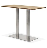 Hoge design tafel &#039;MAMBO BAR&#039; van natuurlijk afgewerkt hout met geborsteld metalen poot - 150x70 cm