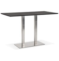 Zwarte hoge design tafel &#039;MAMBO BAR&#039; met geborsteld metalen poot - 180x90 cm