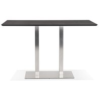 Zwarte hoge design tafel &#039;MAMBO BAR&#039; met geborsteld metalen poot - 180x90 cm