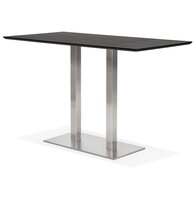 Zwarte hoge design tafel &#039;MAMBO BAR&#039; met geborsteld metalen poot - 180x90 cm