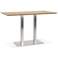 Hoge design tafel &#039;MAMBO BAR&#039; van natuurlijk afgewerkt hout met geborsteld metalen poot - 180x90 cm