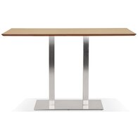 Hoge design tafel &#039;MAMBO BAR&#039; van natuurlijk afgewerkt hout met geborsteld metalen poot - 180x90 cm