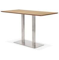 Hoge design tafel &#039;MAMBO BAR&#039; van natuurlijk afgewerkt hout met geborsteld metalen poot - 180x90 cm