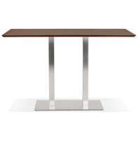Hoge design tafel &#039;MAMBO BAR&#039; met notenhouten afwerking en geborsteld metalen poot - 180x90 cm