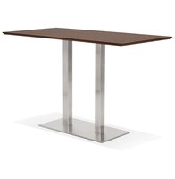 Hoge design tafel &#039;MAMBO BAR&#039; met notenhouten afwerking en geborsteld metalen poot - 180x90 cm