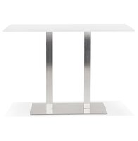 Witte design statafel &#039;DENVER BAR&#039; met geborsteld metalen poot - 160x80 cm