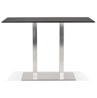 Zwarte design statafel &#039;DENVER BAR&#039; met geborsteld metalen poot - 160x80 cm