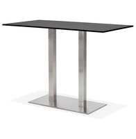 Zwarte design statafel &#039;DENVER BAR&#039; met geborsteld metalen poot - 160x80 cm