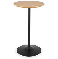 Ronde hoge tafel &#039;TAMAGO&#039; van natuurlijk afgewerkt hout en zwart metaal - &Oslash; 60 cm
