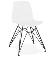 Design stoel &#039;GAUDY&#039; wit industri&euml;le stijl met zwart metalen voet