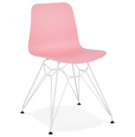 Moderne stoel &#039;GAUDY&#039; roze met wit metalen voet