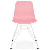 Moderne stoel &#039;GAUDY&#039; roze met wit metalen voet