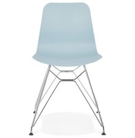 Design stoel &#039;GAUDY&#039; blauw met verchroomd metalen voet