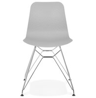 Design stoel &#039;GAUDY&#039; grijs met verchroomd metalen voet