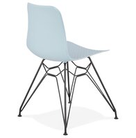 Design stoel &#039;GAUDY&#039; blauw industri&euml;le stijl met zwart metalen voet