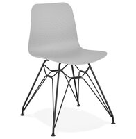 Design stoel &#039;GAUDY&#039; grijs industri&euml;le stijl met zwart metalen voet