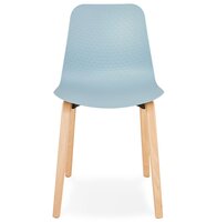 Scandinavische stoel &#039;PACIFIK&#039; blauw met natuurlijk houten poten