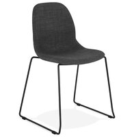 Design stoel &#039;DISTRIKT&#039; met donkergrijze stof en poten van zwart metaal