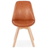 Designstoel &#039;NIAGARA&#039; bruin met poten in naturelkleurig hout