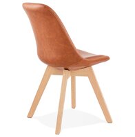 Designstoel &#039;NIAGARA&#039; bruin met poten in naturelkleurig hout