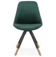Design stoel &#039;HAMILTON&#039; in groen fluweel en poten in zwart hout