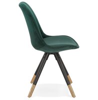 Design stoel &#039;HAMILTON&#039; in groen fluweel en poten in zwart hout